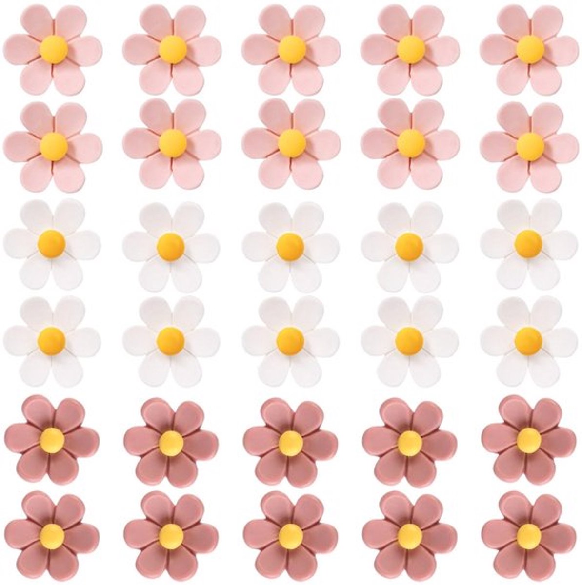 Bloemenpunaises 30 Stuks - Decoratieve Pushpins - Kurkbord Punaises - Hars/Metaal - Mini 2x1,9x1,8cm - Kleur: Wit/Roze/Donkeroze