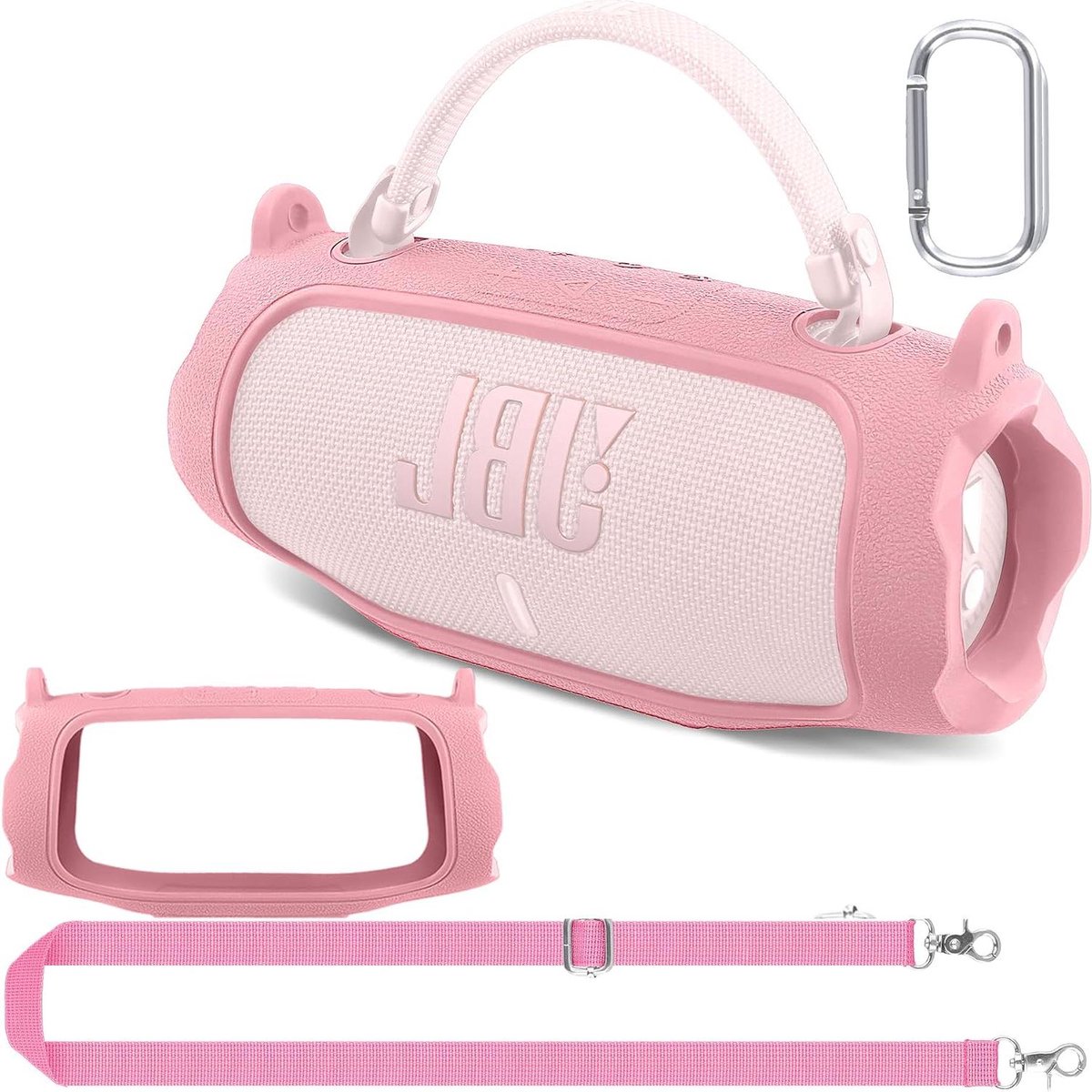 Siliconen hoes - Draagbare case - Bescherming luidspreker - Met riem - 22.9 cm - Roze