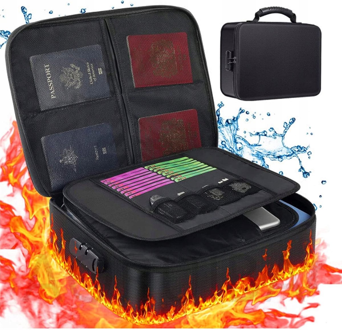 Brandvrije Waterdichte Documententas voor Laptop & Documenten
