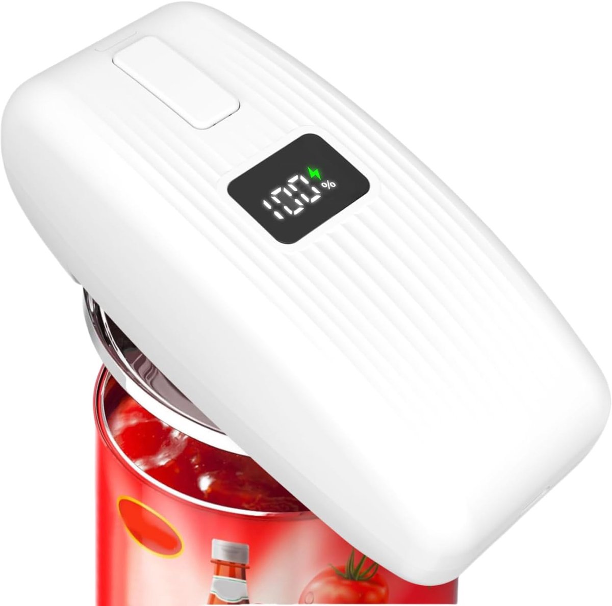Bobypet - Elektrische Blikopener - USB Oplaadbare Automatische Blikopener met LED Display en Eén Knop Bediening - Veilige RVS Blikopener voor Senioren - Wit