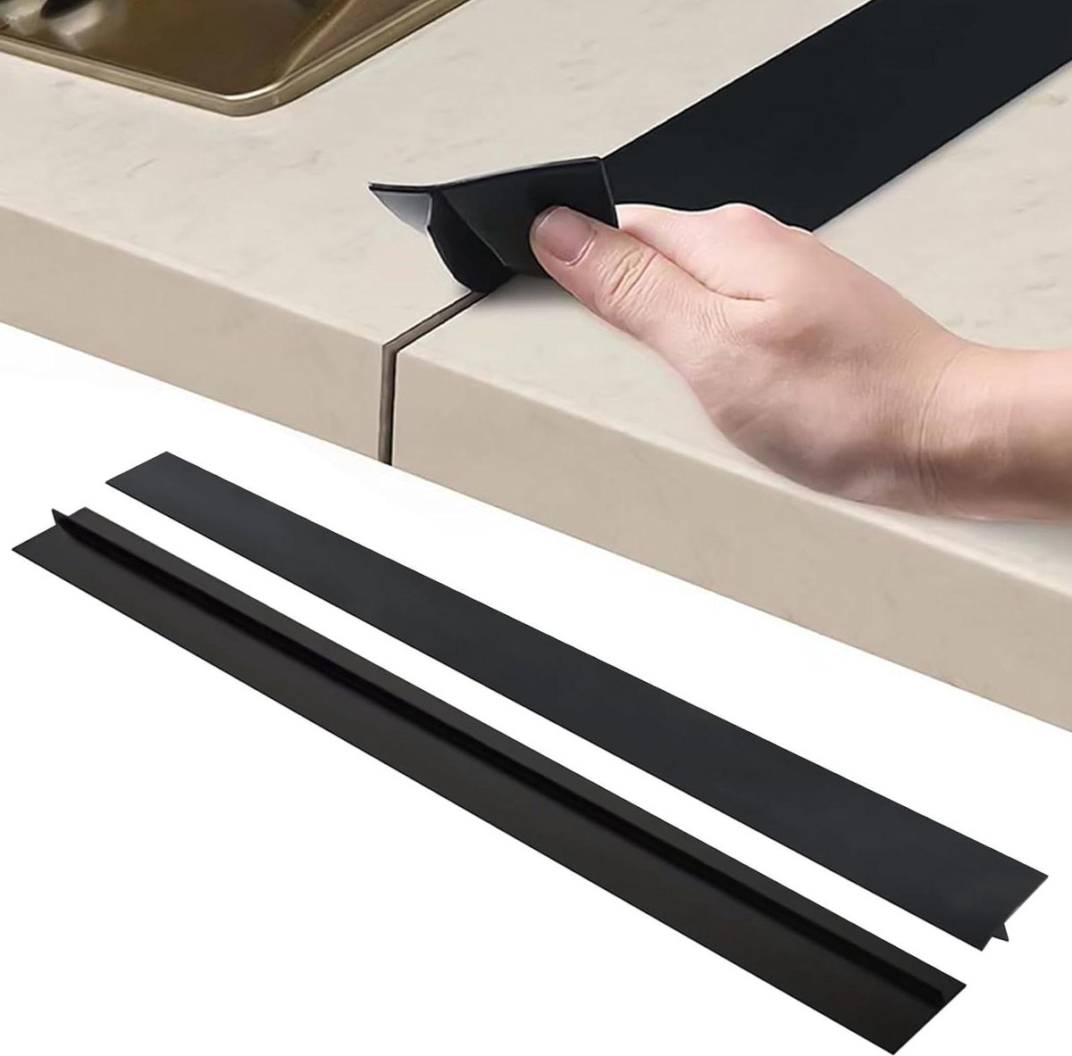 Werkblad Verbindingsrail - Voegenstrip Keuken - Keuken Reinigen - Vuilafstotend Siliconen - 53 cm - Zwart