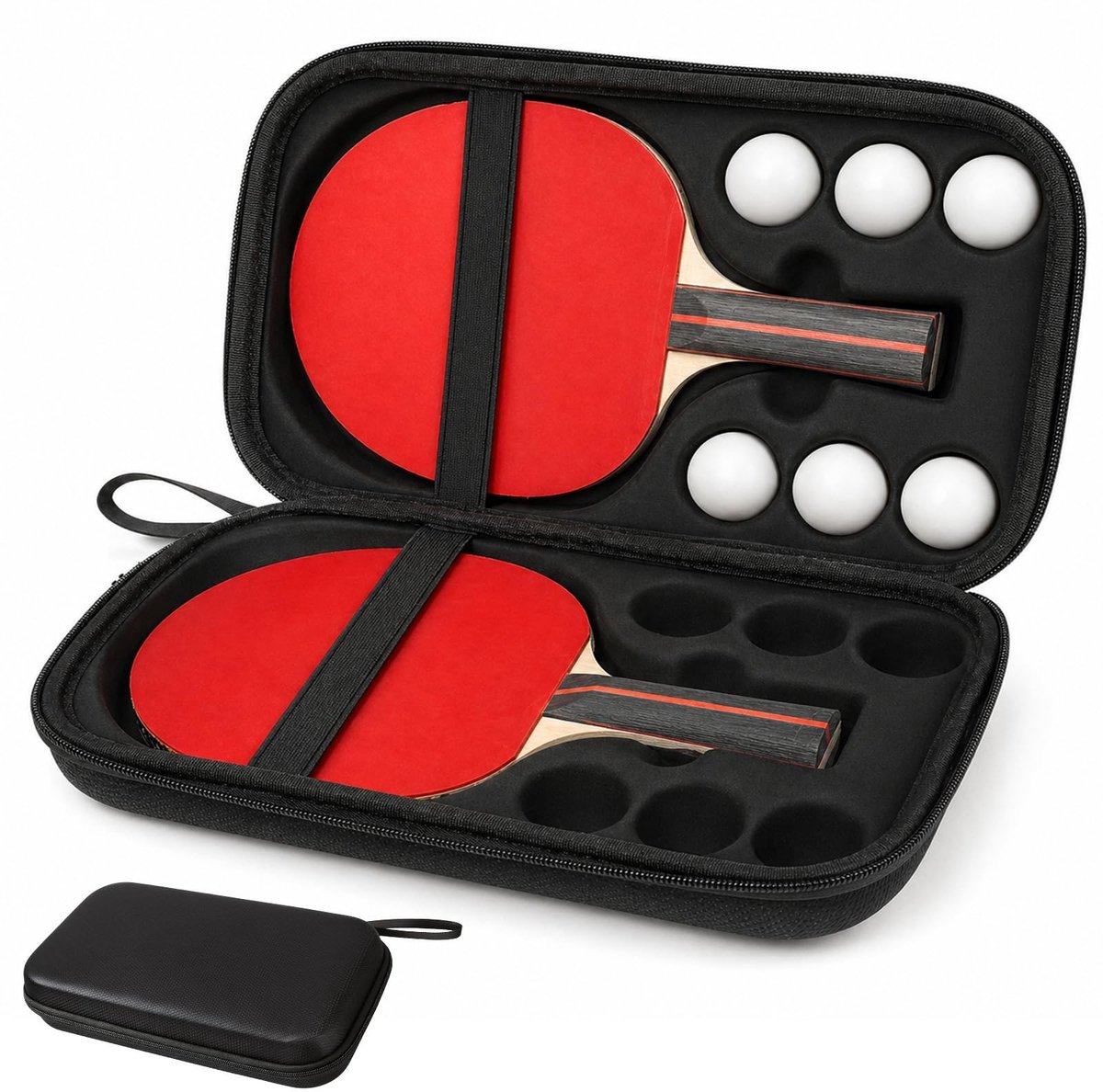 Omgoods - EVA Tafeltennis Racket Hoes voor 2 Rackets en 6 Ballen
