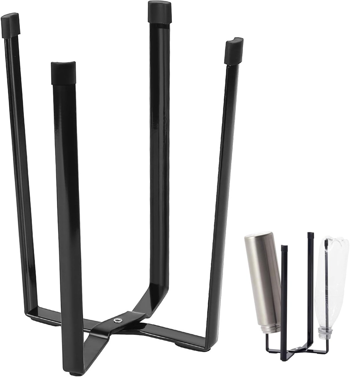 Flessen Afdruiprek - Compact Metalen Droogrek - Voor Kopjes, Flessen en Kleine Borden - Met Antislip Basis - Zwart - 1 stuk