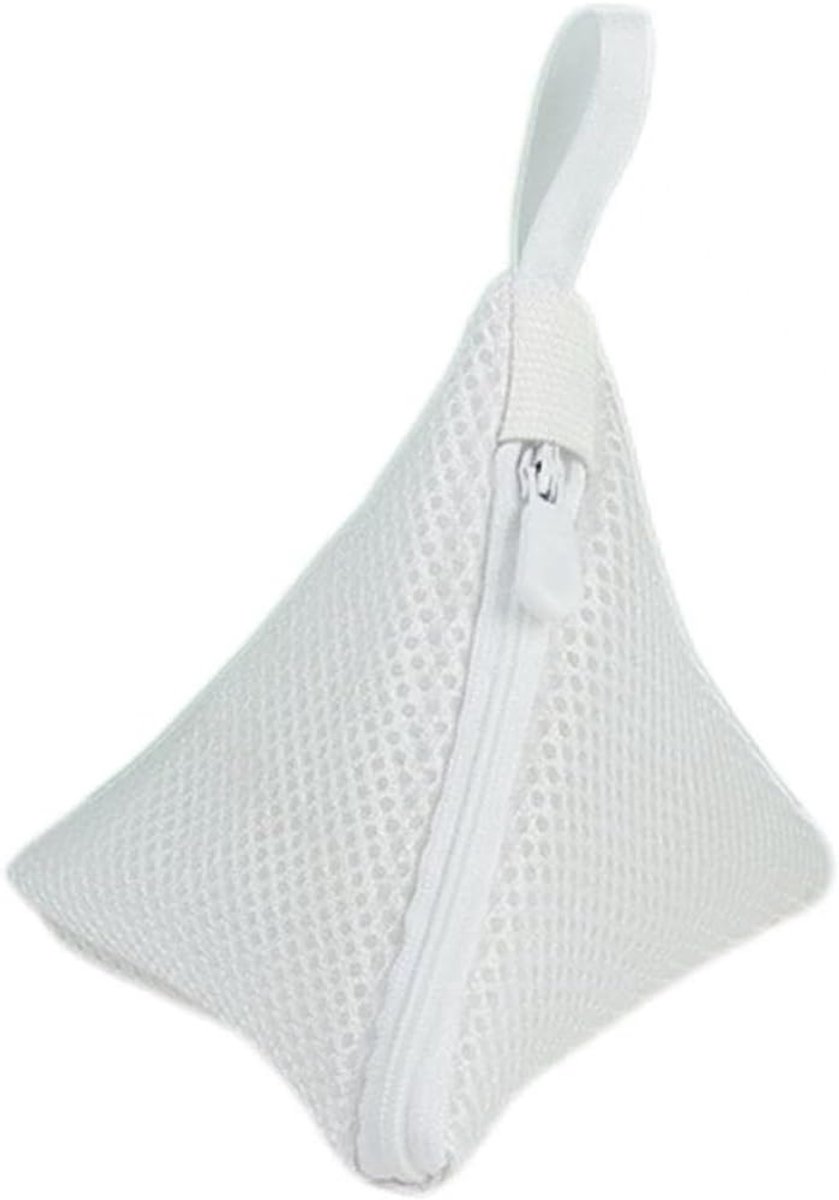 4 stuks - mini waszakjes - set van gaaswaszakjes - witte ritssluiting driehoek 12cm*12cm- Fijne waszak voor in de wasmachine - wit