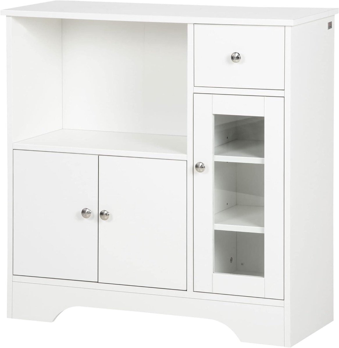 Opbergkast Keuken - Buffetkast Dressoir - Servies Opbergen - Verstelbare Plank - 80 x 30 x 82 cm - Wit