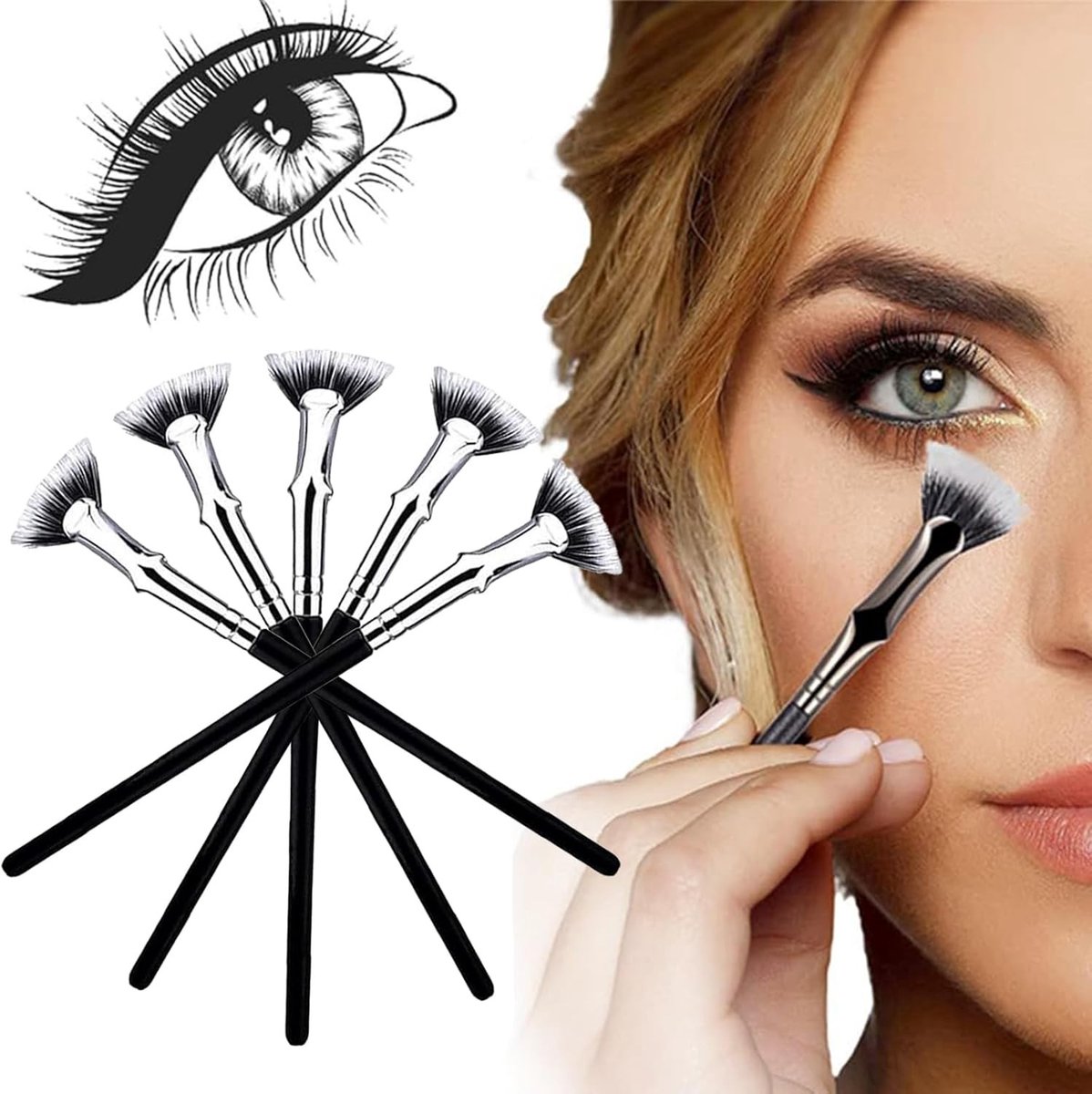 Set van 5 Hoekige Wimperborstels, Opvouwbare Wimperborstel voor Natuurlijke Lift en Volumineuze Wimpers, Ideaal voor Make-up en Schoonheid