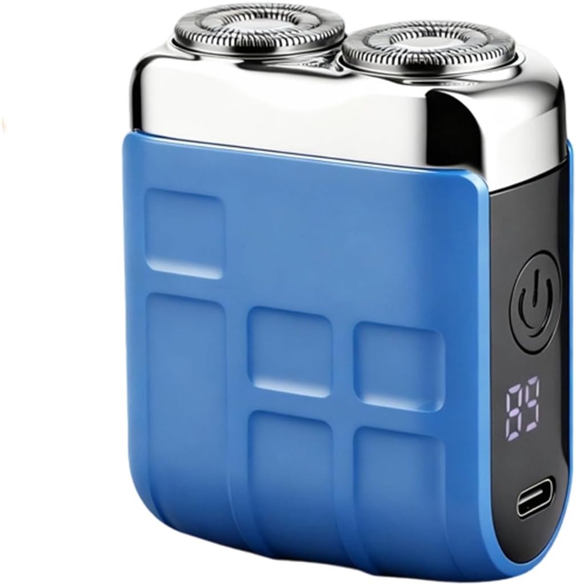 Slim elektrisch scheerapparaat voor heren – Draagbaar, oplaadbaar model (geschikt voor nat en droog gebruik) met digitaal display – Ideaal voor zakenreizen – Blauw