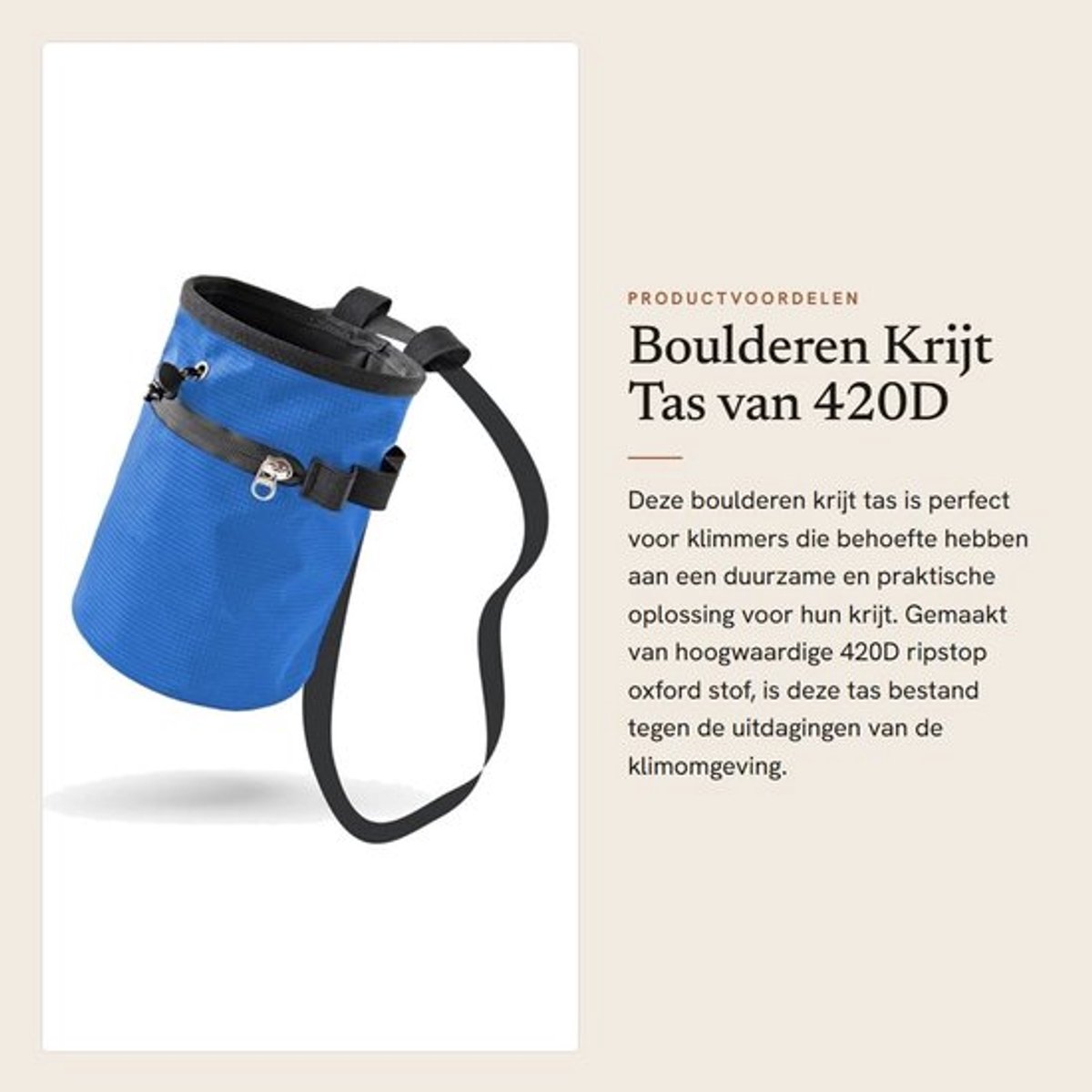 Klimkrijt Tas - 420D Ripstop Oxford Stof - Verstelbare Riem - Trekkoord Sluiting - Multi-Pocket - Duurzaam en Schokbestendig - Krijttas