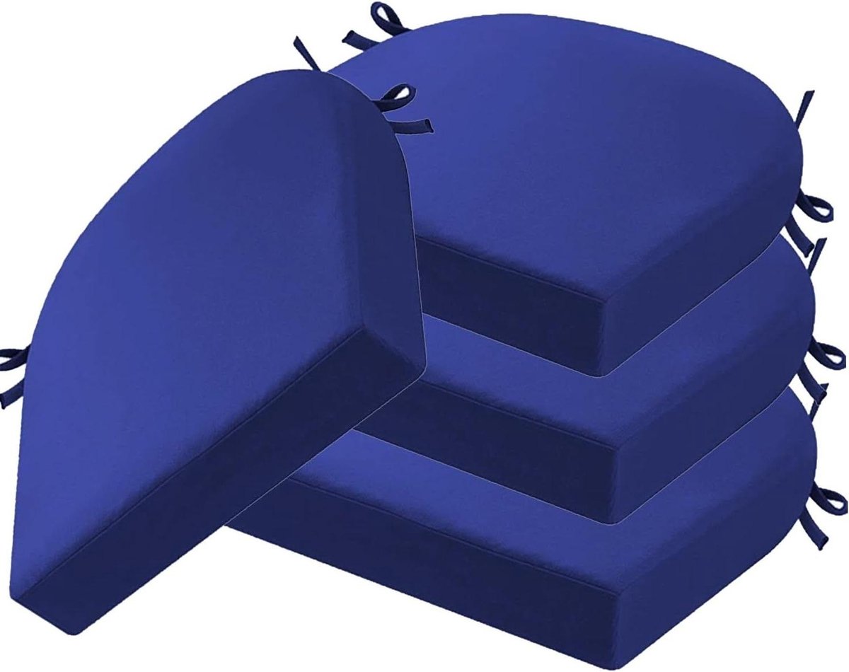 Tuinstoelkussens Set - Terraszitkussens Buiten - Comfortabel Zitten - Waterbestendig Materiaal - 45x45x8cm 4 Stuks - Blauw