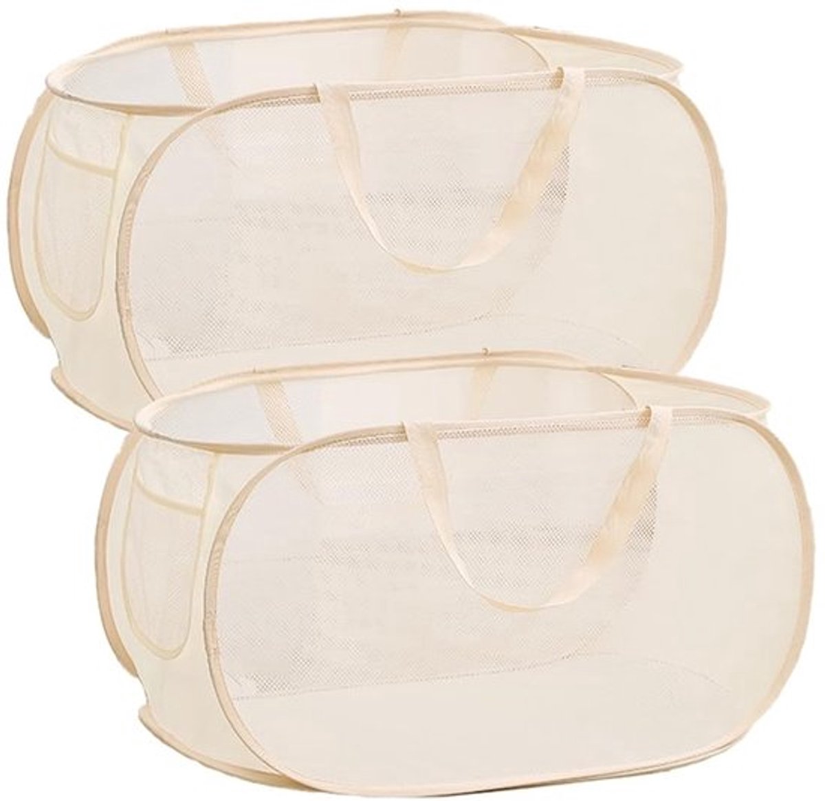 Wasmand Opvouwbaar Grote Capaciteit - Wasmand 3 Vakken - Opbergmand - Zijvak - Duurzaam Nylon Gaas - 57,9 x 36,1 x 36,1 cm