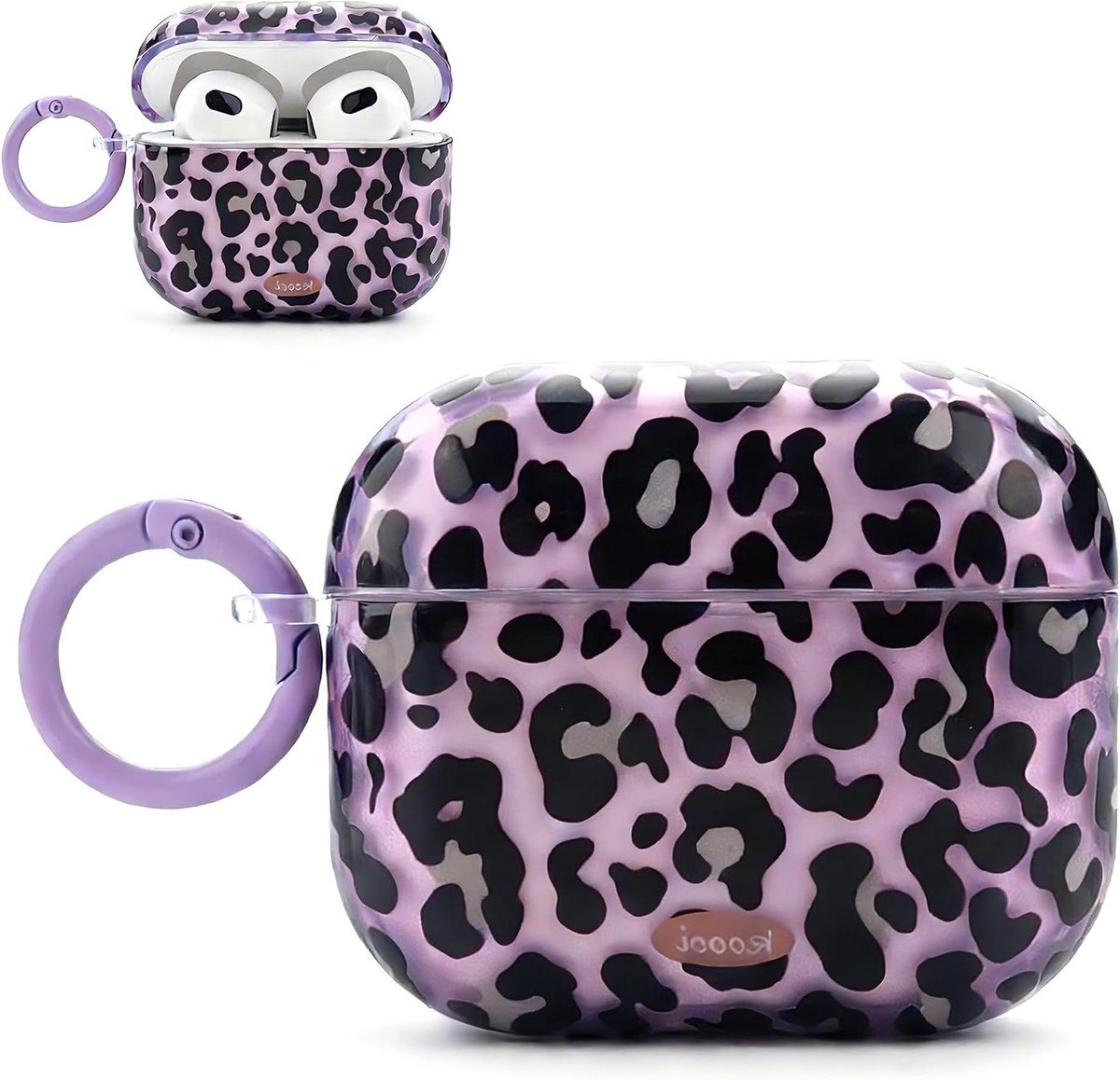 AirPods 3 Case - Hoesje Oplaadcase - Bescherming Opladen - Cheetah Print Design - 2021 Model - Paars