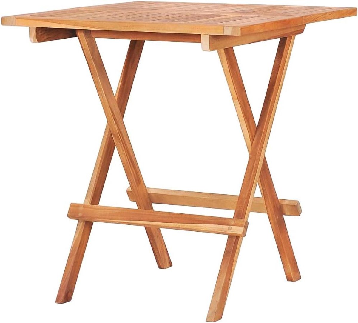 Bistrotafel Inklapbaar - Buitentafel Tuintafel - Buiten Eten - Massief Teakhout - 60 x 60 x 65 cm - Natuurlijk Hout