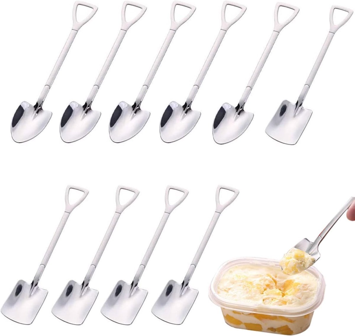 Dessertlepel - Zilver - Mini Spade Lepel van Roestvrij Staal - Voor Thuis en Feestjes