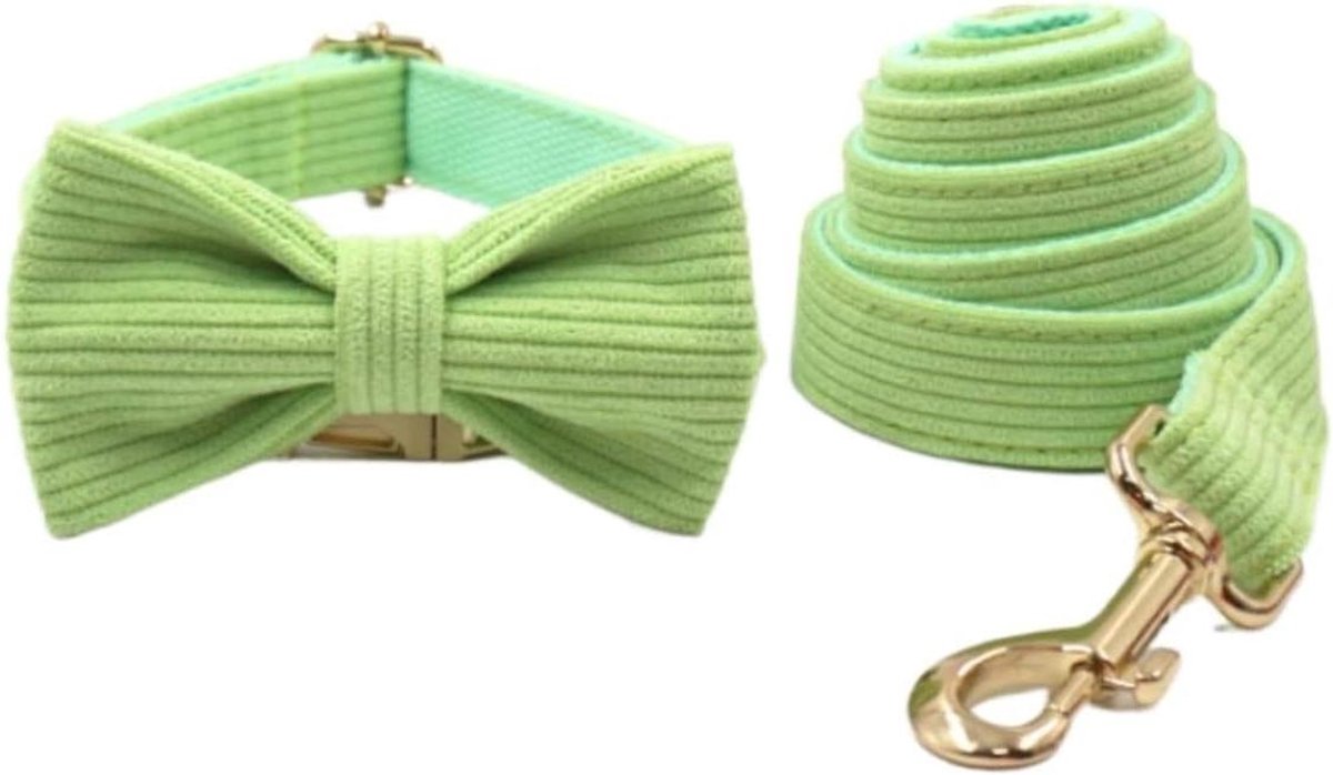 Hondenriem Halsband Set - Halsband Leash - Dagelijkse Wandelingen - Exclusieve Ontwerppatronen - 42-48cm - Groen