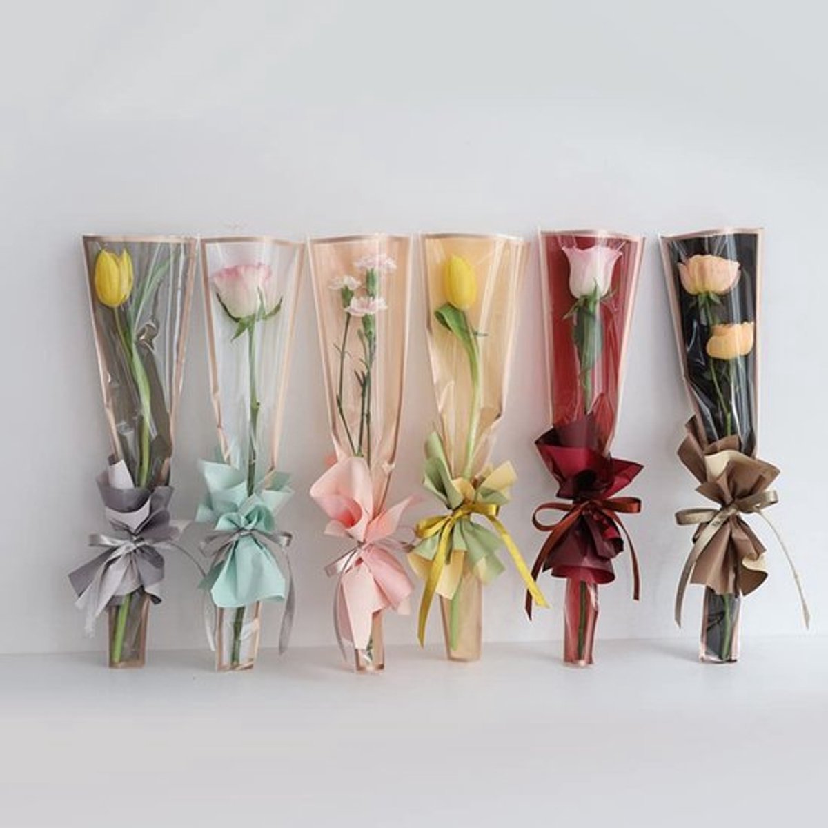 Roos Hoes 150 Stuks - Waterdicht Bloemen Inpakpapier - Enkele Roos Verpakkingszak - Bloemist Benodigdheden - 44,5 x 12 x 4 cm - Geschikt voor Moederdag/Valentijnsdag - Bloemzak