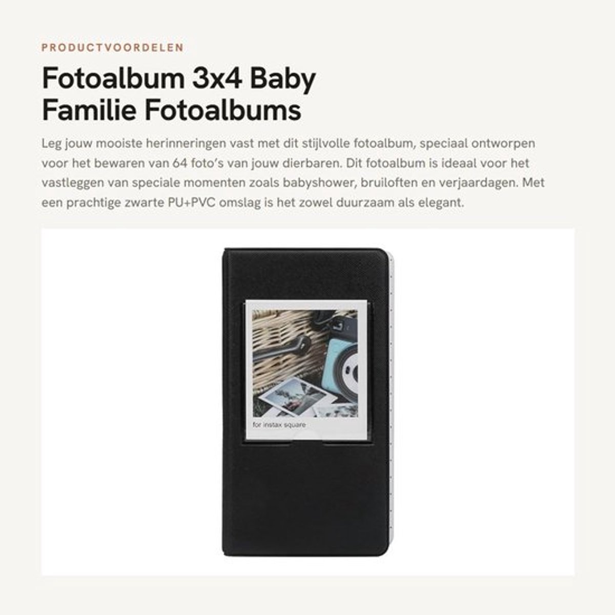 Fotoalbum 64 Foto's - Fotoalbum 3 Inch - Fotoalbum Baby - Fotoalbum PU/PVC - Fotoalbum voor SQ20/SQ10/SQ6/SP-3 - 16 Pagina's - Fotoboek