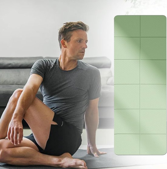 Opvouwbare Trainingsmat - Fitness Pad - Yoga Pilates - Lichtgewicht Dun - 183x61cm - Groen — afbeelding 3