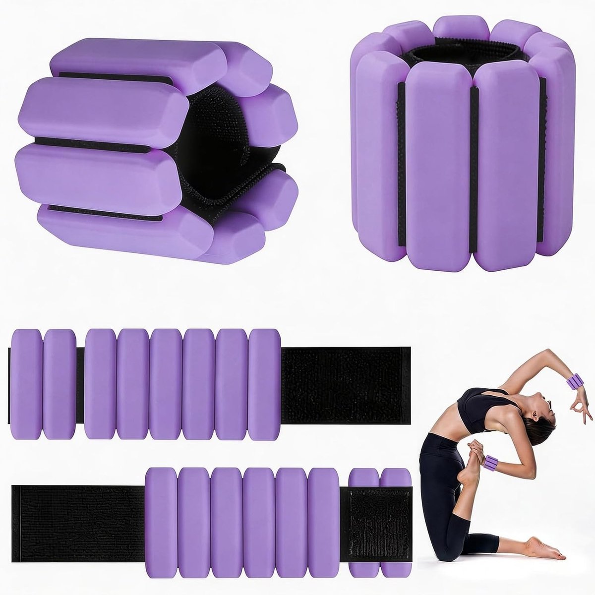 Enkelgewichten - Paars - 0,45 kg per stuk - Verstelbare Siliconen Pols- en Enkelgewichten - Voor Fitness en Training