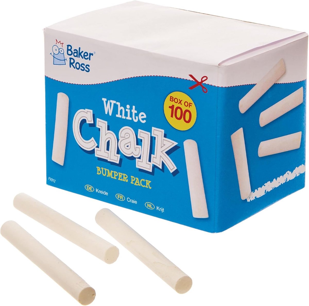 Hexagon krijt - Wit - 8 cm - Krijt voor knutselen en tekenen - Voor kinderen en scholen