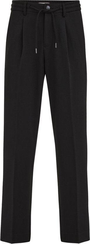 Zwarte gebreide regular fit pantalon, staand, met koord.