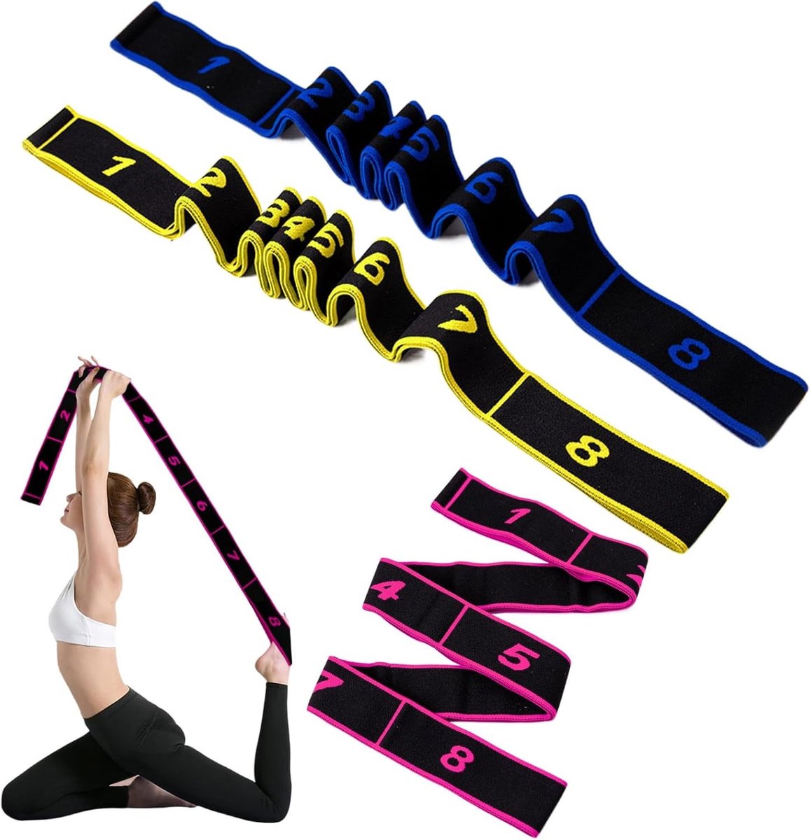 Set van 3 Rekbanden voor Yoga, Pilates en Dans - Ideaal voor Training en Gymnastiek