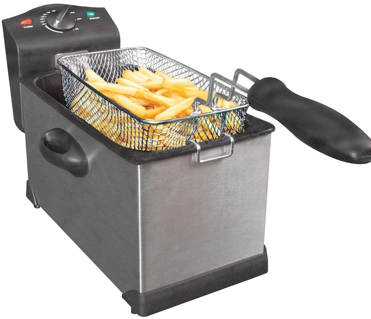 NIVA® Frituurpan - Regelbare Thermostaat - Friteuse - Zilver - 46cm x 27cm x 25cm