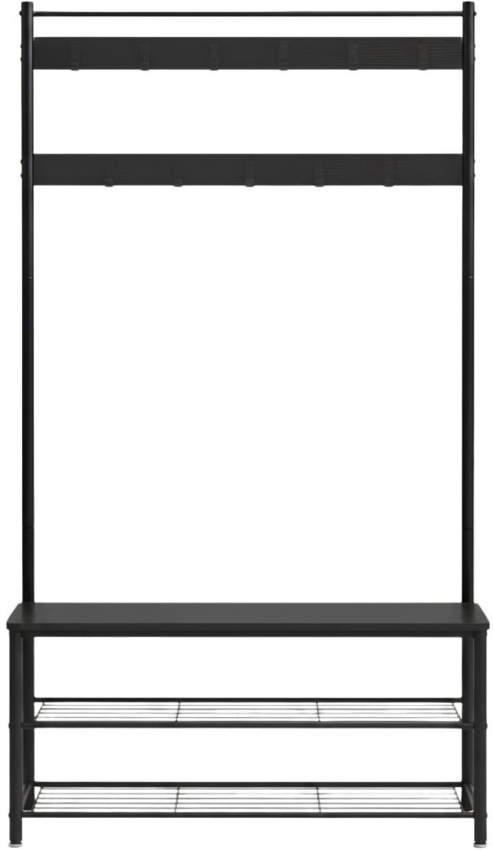 TYR® Kapstok Met Schoenenrek - Halmeubel Met kapstok - Kapstok Met Bankje - Zwart - ‎32cm x 175cm x 85cm