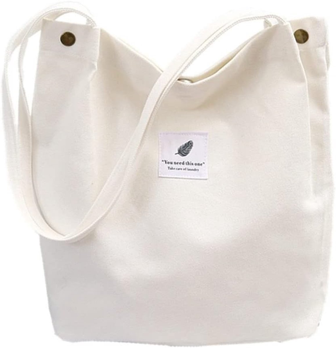Dames Canvas Schoudertas - Wit - 35 x 32 x 11 cm - Lichtgewicht en Vlekbestendig - Voor School en Toerisme