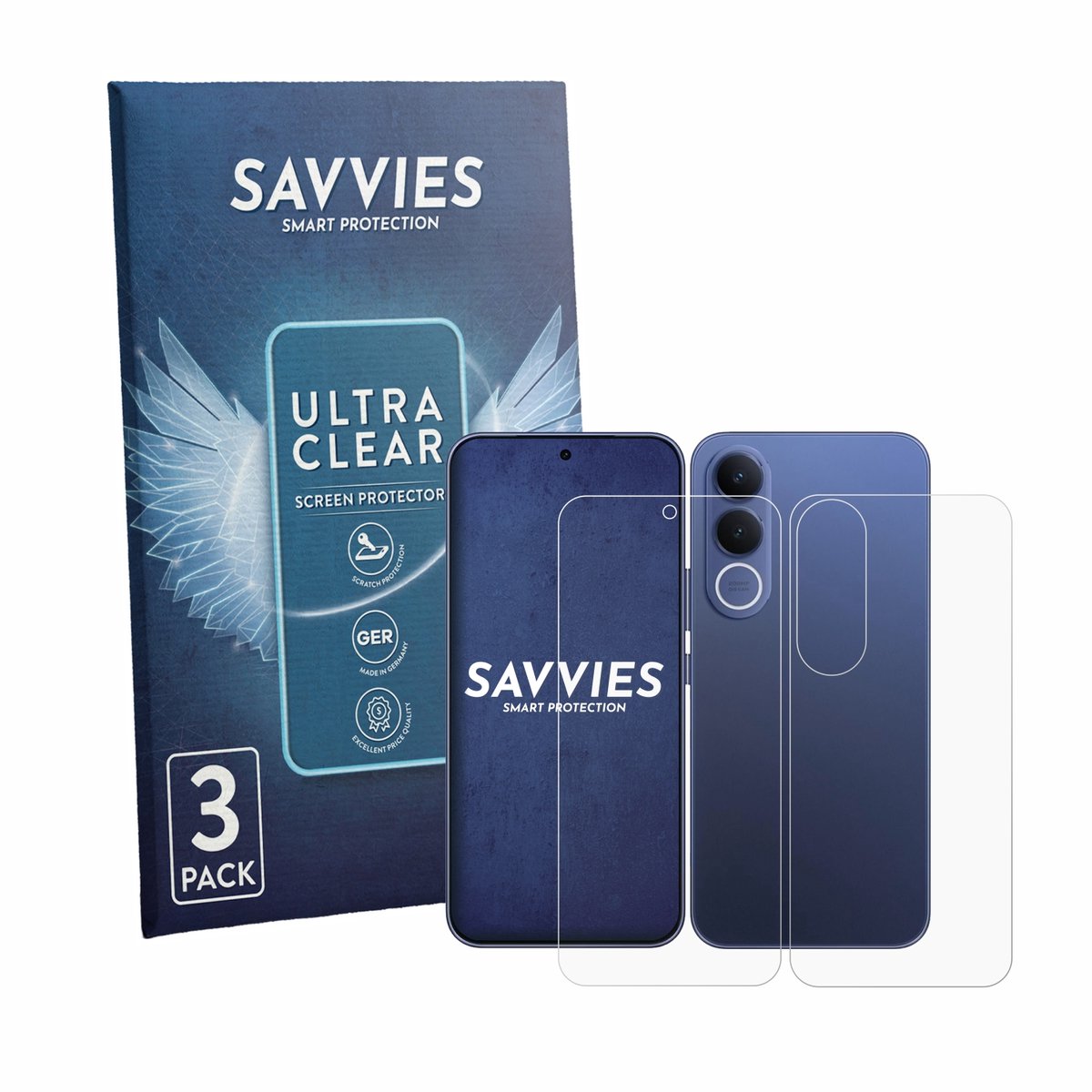 Savvies - Screenprotector voor Vivo V70 FE (Voor+Achter) - Folie Beschermfolie transparant 6 Stuks