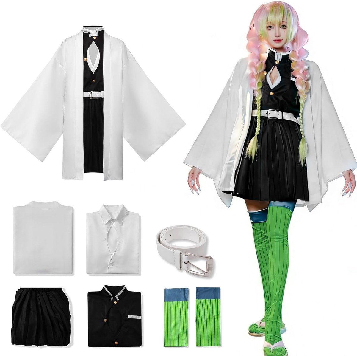 Anime Kostuum voor Giyuu, Shinobu, Mitsuri, Muichirou, Tanjiro, Nezuko en Zenitsu - Cosplay Kimono Uniform voor Carnaval, Halloween en Anime Conventies