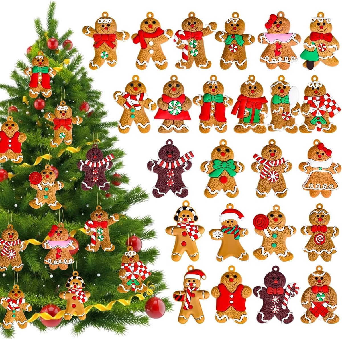 Traditionele Kerstboomdecoraties met Gingerbread Man Hanger - Schattige Versiering voor de Feestdagen, Kerstversiering en Sfeercreatie