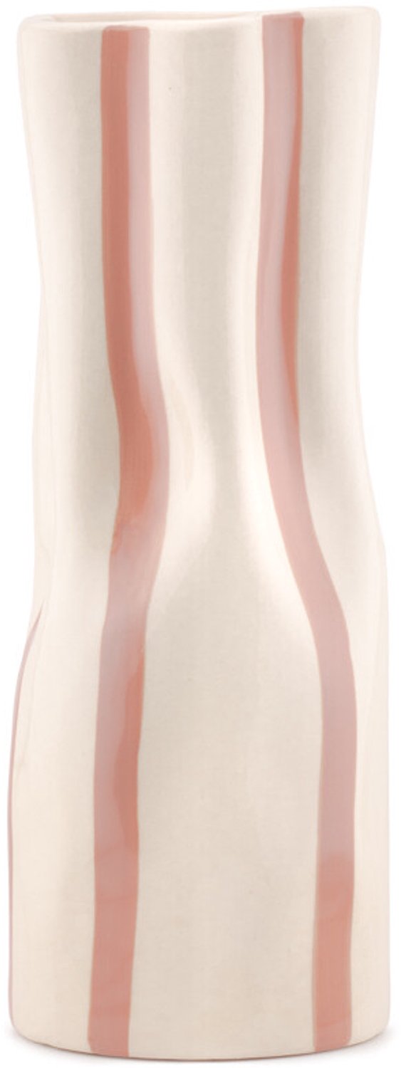 Aardewerk vaas beige gestreept