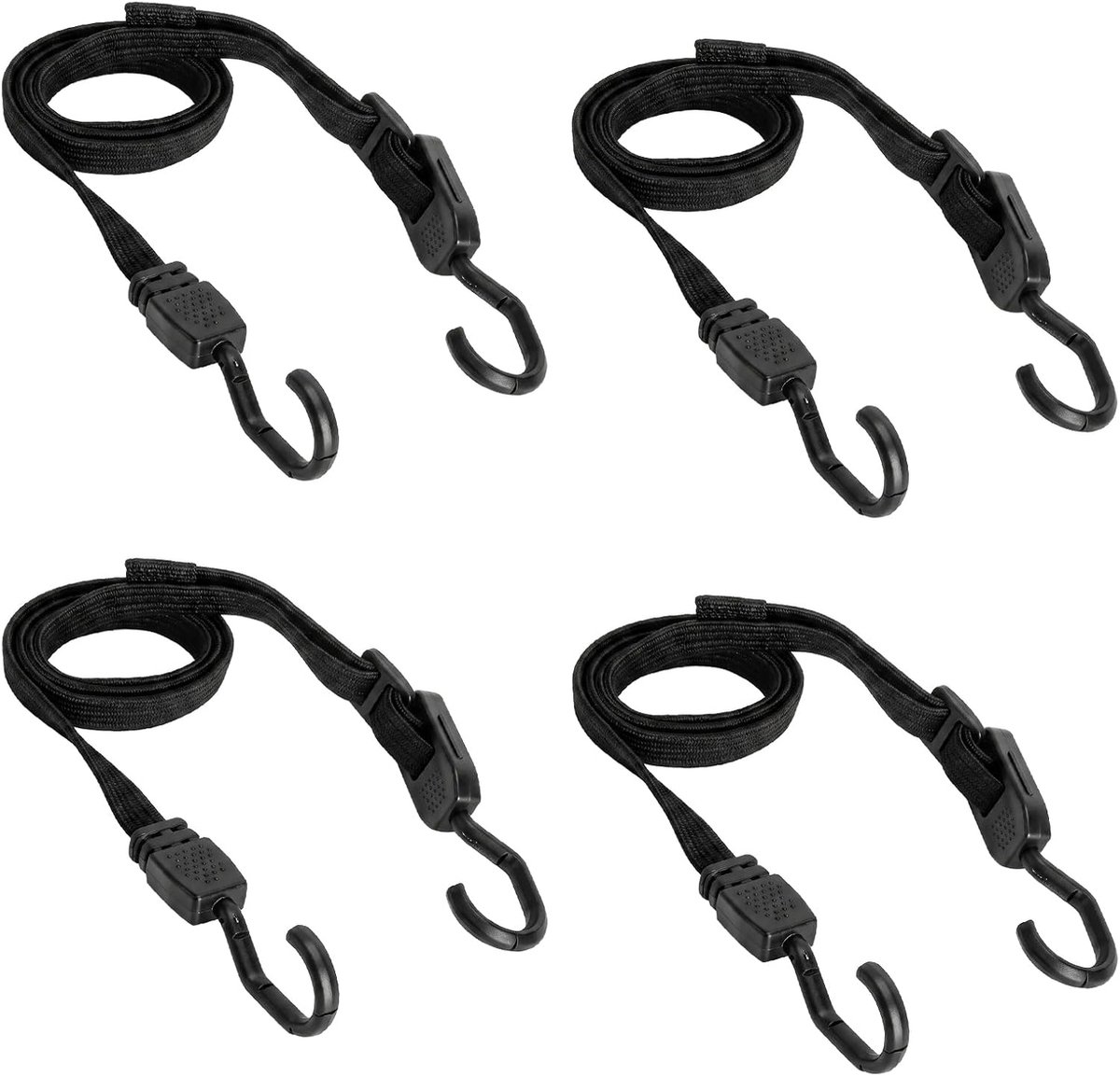 4 stuks elastische riemen met haken, verstelbare elastische riemen, 120 cm, elastische latexband 3 mm tot 30 kg - ShopVlot