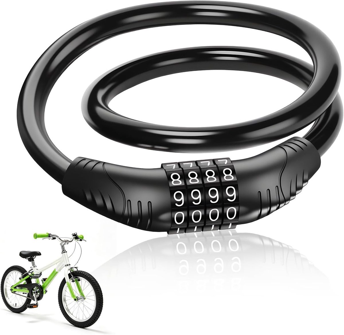 Fietsslot kind - Fietsslot - Zwart - 60 cm - Robuust met Code - Voor Kinderen
