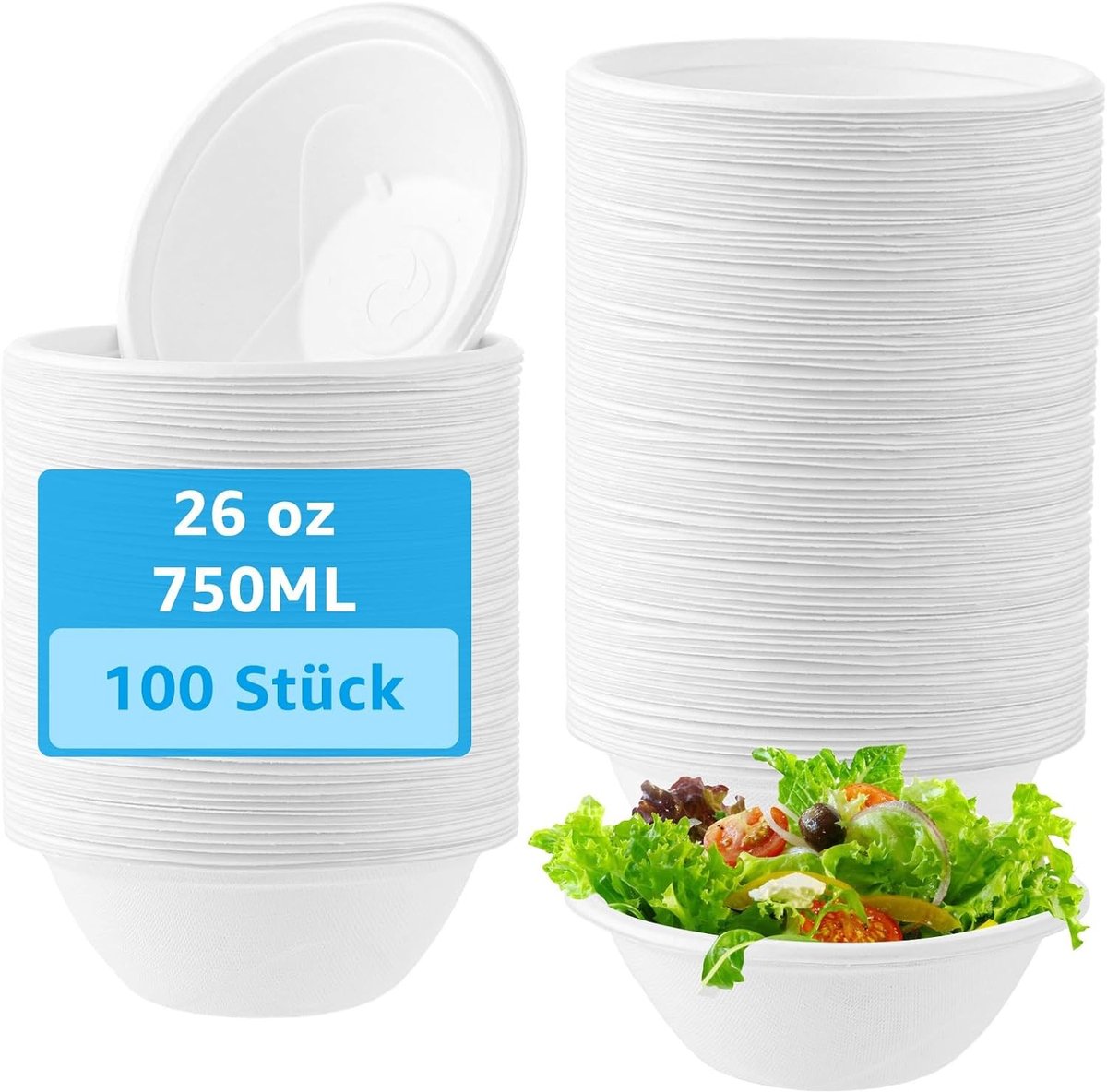 Wegwerp Soepkommen - Wit - 480 ml - Kartonnen Composteerbare Schalen - Voor Feestjes en Picknicks