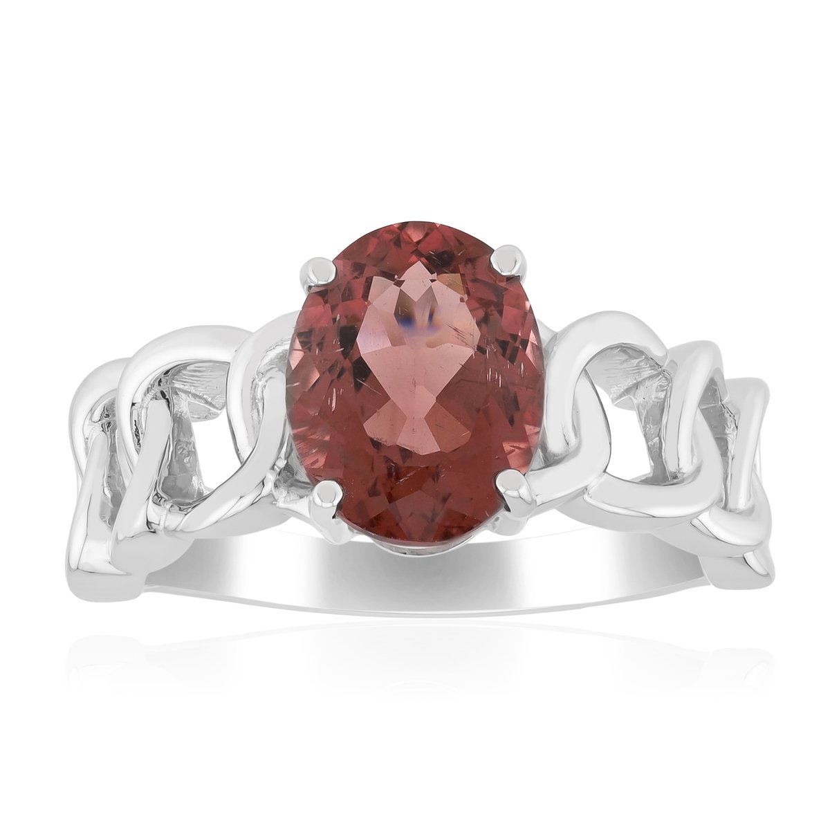 Cavill - 925 Zilveren Ring met 1,53 ct Rode Apatiet - Ovale Edelsteen uit Brazilië - Elegante Moderne Ring Dames - Zilveren Sieraden