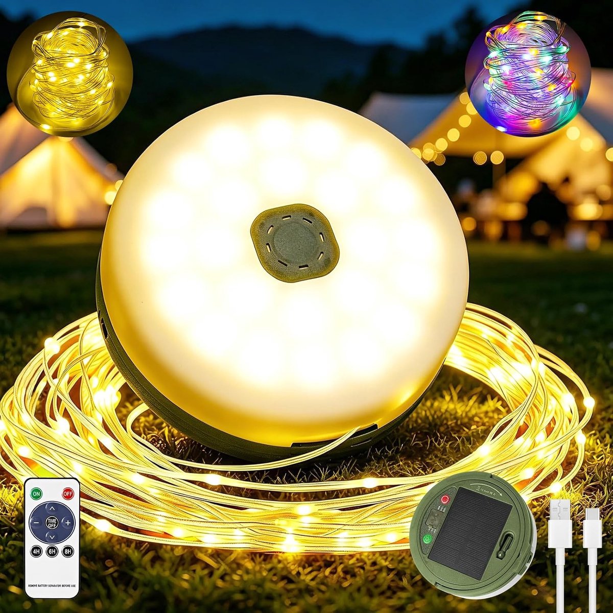 Tuinverlichting Solar Slinger - Transparant - 10 m - Oplaadbaar en Waterdicht - Voor Kamperen en Buiten