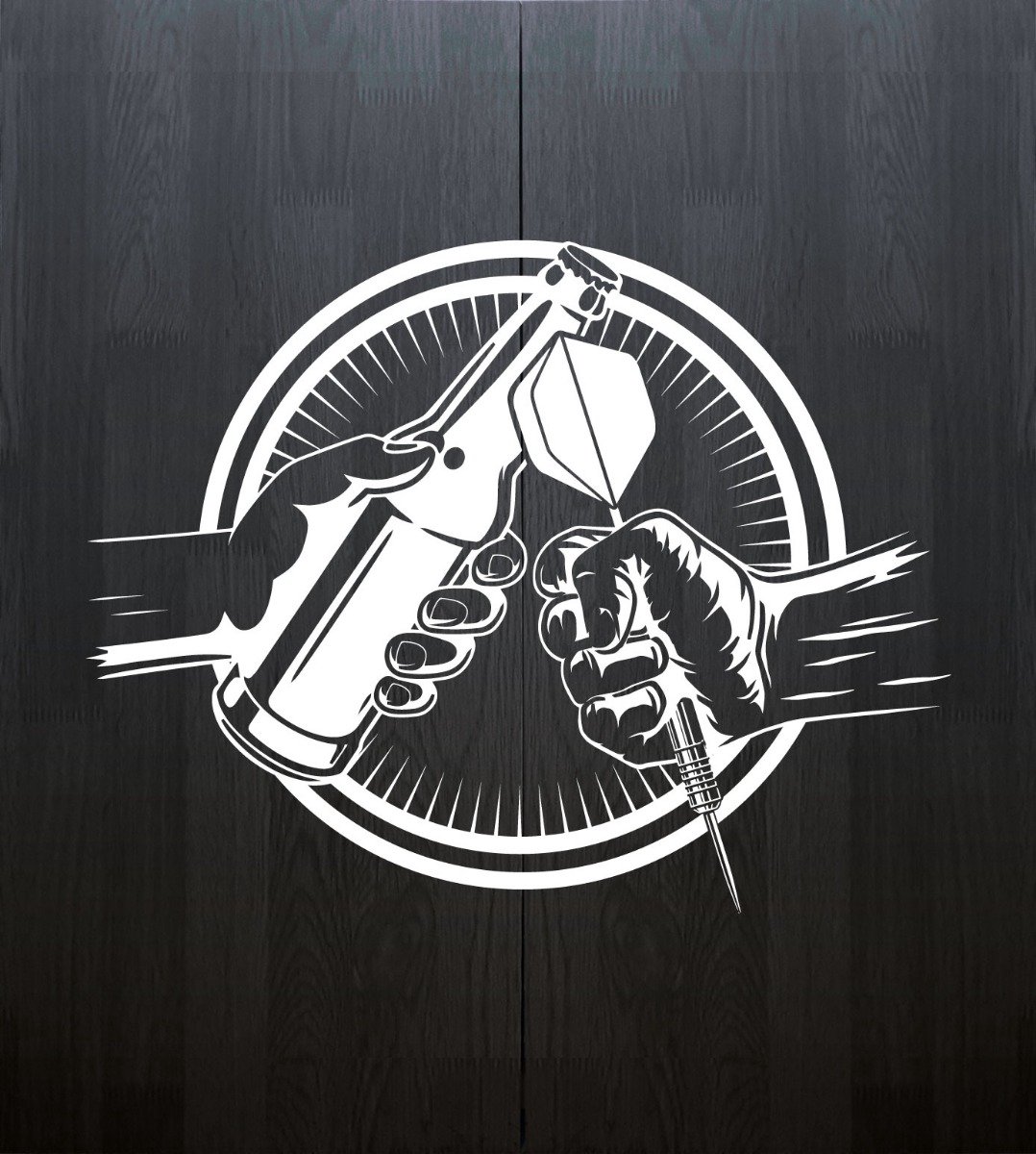 Bull's Dartkabinet - Bier & Darts Print - Zwart Wit