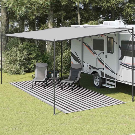 vidaXL - Tenttapijt - 250x550 - cm - antracietkleurig - en - wit van Vidaxl — afbeelding 2