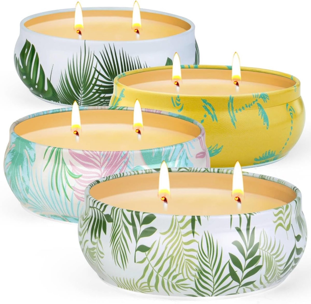 Grote Citronella Kaars voor Buiten - Wit - 180 g - Natuurlijke Sojawas met 2-Lontsysteem - Voor Tuin en Camping
