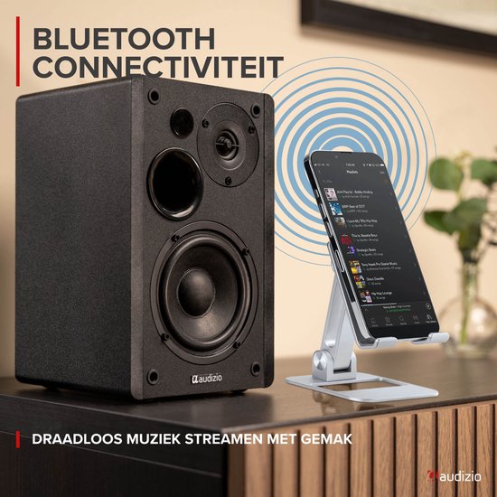 HiFi speakers - Audizio KS01 - Boekenplank speakers - Bluetooth - 80W - Zwart van Audizio — afbeelding 5