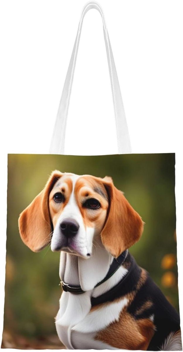 Hondenprint Tote Bag - Draagtas Schoudertas - Reizen en Werk - Opvouwbaar Lichtgewicht - 36 x 36 cm - Zwart