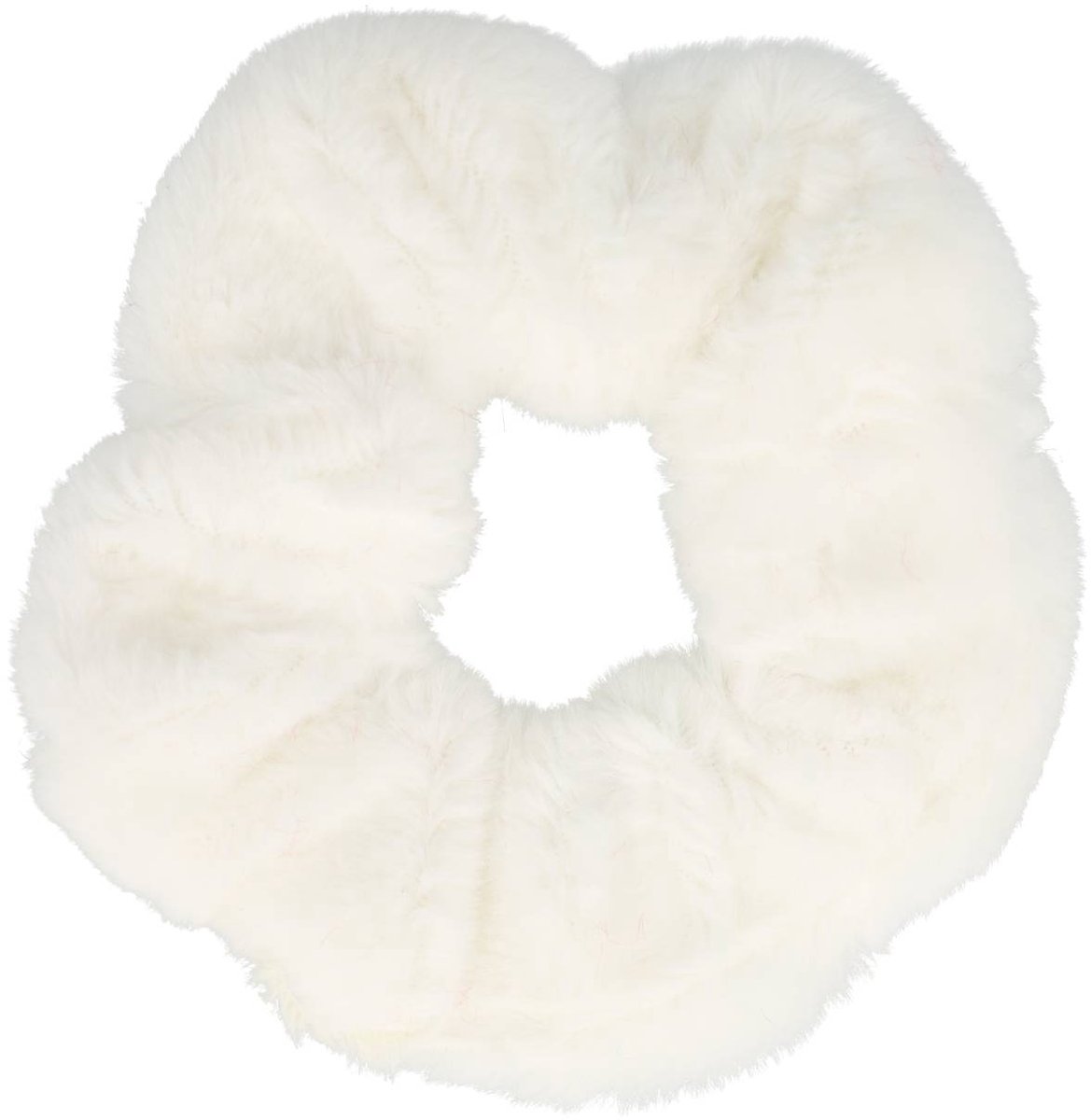 Haarsoires Haarelastiek Scrunchie – Teddy Stof – Wit - Haarkrinkel - Haar Elastiek met Stof - Zacht & Haarvriendelijk