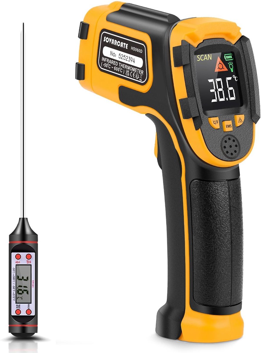 Digitale Infrarood Thermometer - Zwart - Contactloze Temperatuursensor voor Koken en BBQ