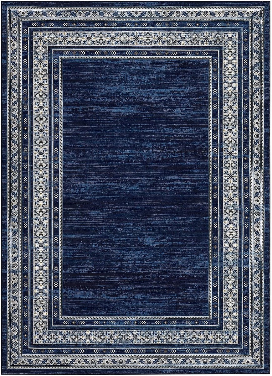 Vloerkleed Modern Blauw 200x290 cm Fluweel Pearl Velvet Opvouwbaar Woonkamer
