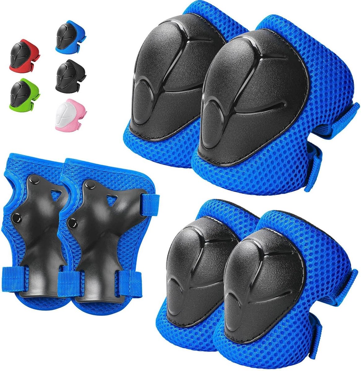 Beschermingsset Kinderen - Knie Elleboog Pols - Buiten Sporten - 3-in-1 Set - 2-8 Jaar - Blauw