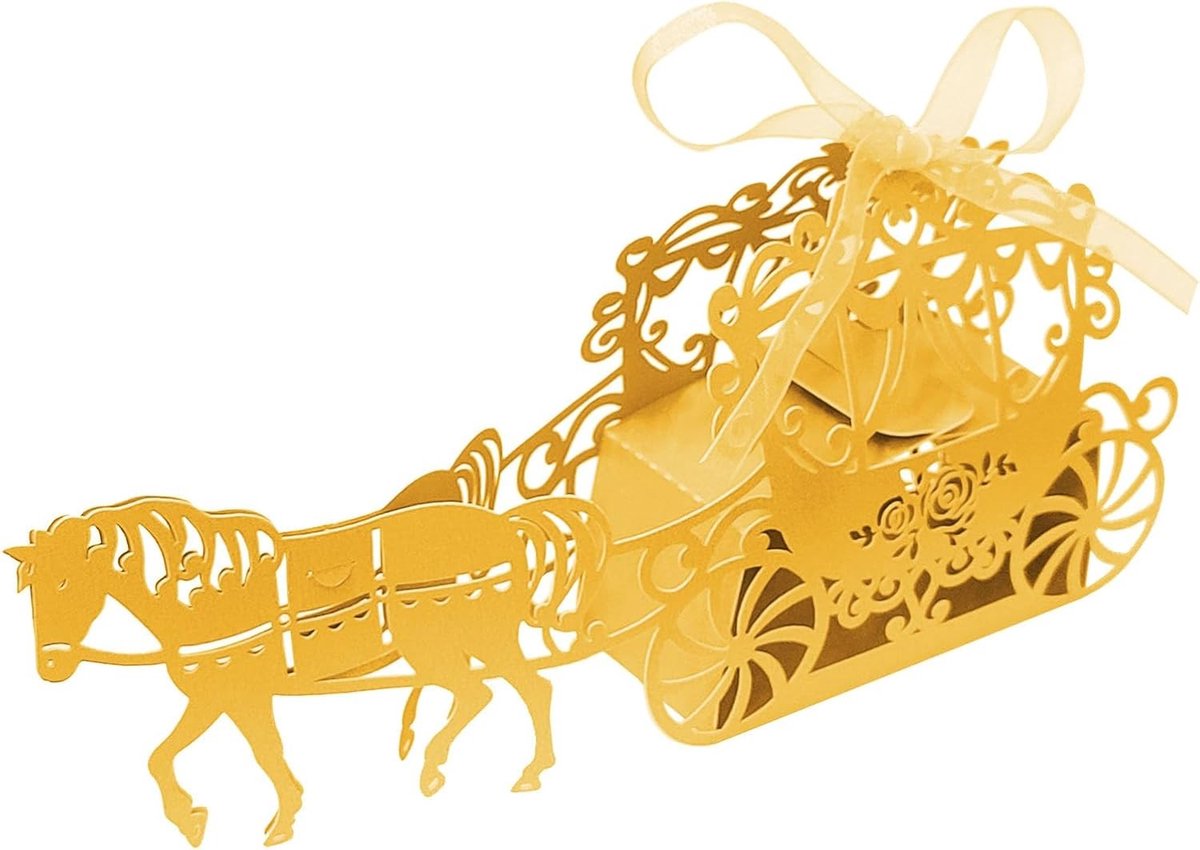 Trolley Snoepdozen Set van 50 Stuks in Europese Stijl met Laser Cut Design voor Bruiloften en Feesten (Gouden)