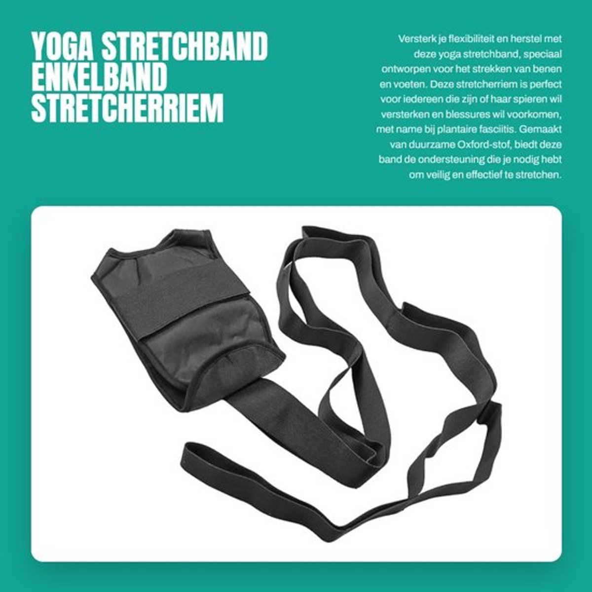 Stretchband Duurzaam - Yoga Stretchband - Enkelband - Beenstretcher - Flexibiliteit - Oxford Stof - 20 x 13 x 3 cm - Rekband