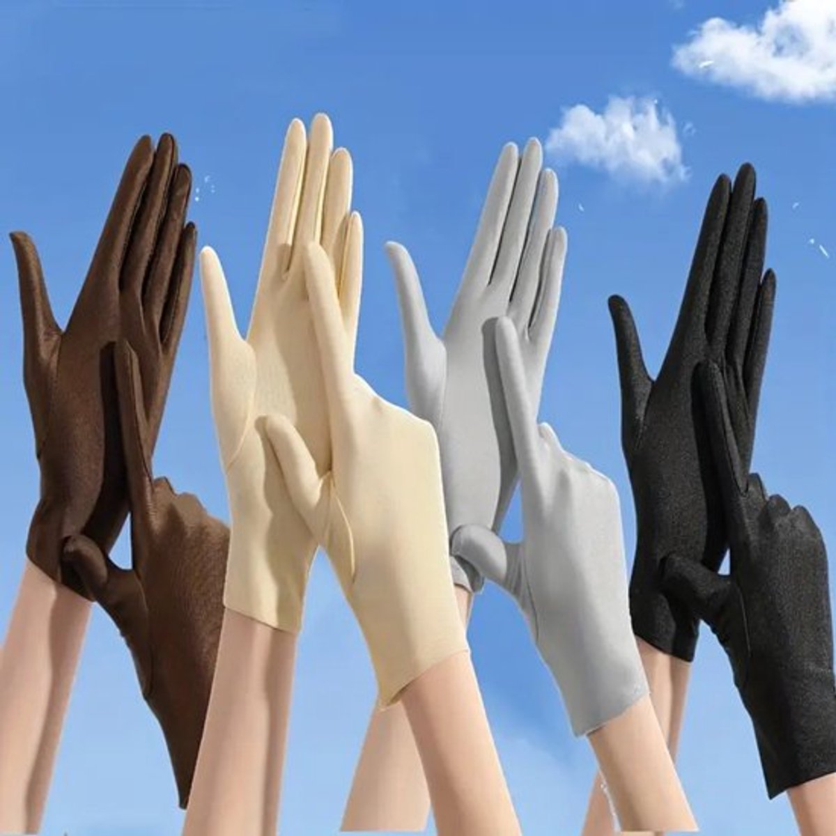 4 paar dames zomer dunne handschoenen van ijszijdevezelstof, formele winddichte feestdanshandschoenen