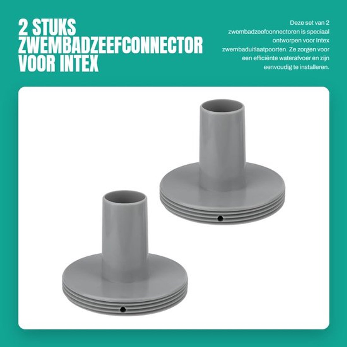 Zeefconnector 2 Stuks - Vervanging voor Intex Zwembaduitlaatpoorten - PVC - 1-1/4" Fittingen - Grijs - Geschikt voor 26183MW/26165EH/26167E/26175EH/26191EH - Filterconnector